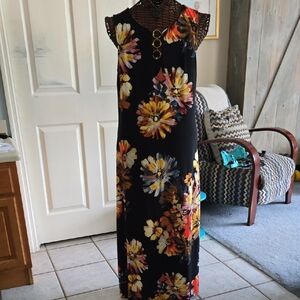 Orange and Brown Sleeveless Maxi Sundress